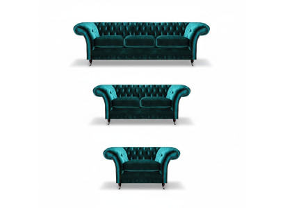 Green Living Room Chesterfield Suite Designer Upholstered Furniture Luxury Set