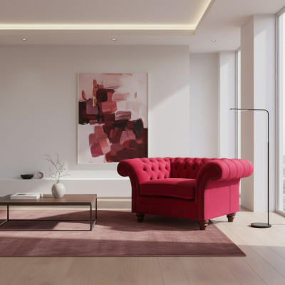 Red Chesterfield Living Room Armchair Designer Fabric Armchair Recliner