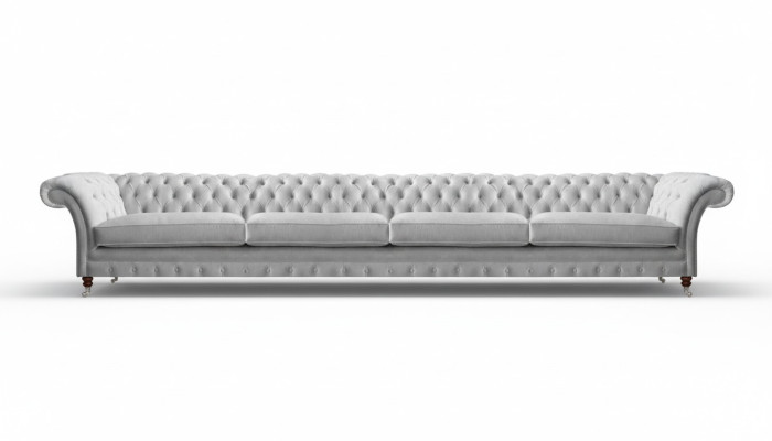 White Chesterfield Upholstered Four-Seater Designer Textile Sofa Noble Furniture