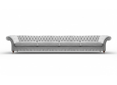 White Chesterfield Upholstered Four-Seater Designer Textile Sofa Noble Furniture