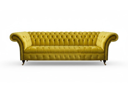 Chesterfield Yellow Four-Seater Designer Upholstered Furniture Living Room Couch