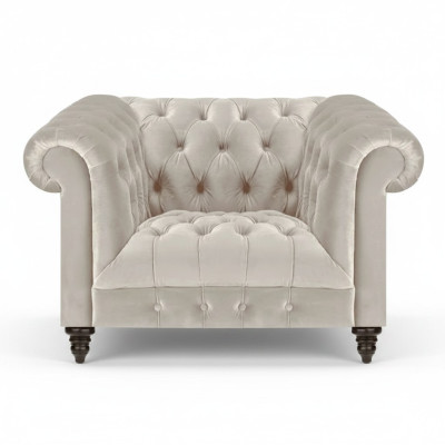 White Chesterfield Upholstered Armchair Designer Fabric Armchair Textile Seating Furniture