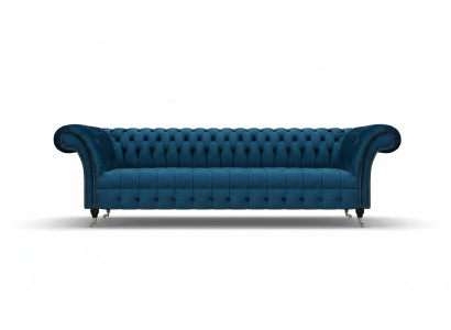 Luxurious Blue Chesterfield Sofa Upholstered Couch Designer Textile Sofa