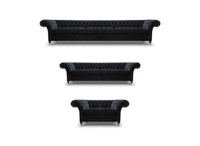 Black Chesterfield sofas designer living room upholstered couches armchairs