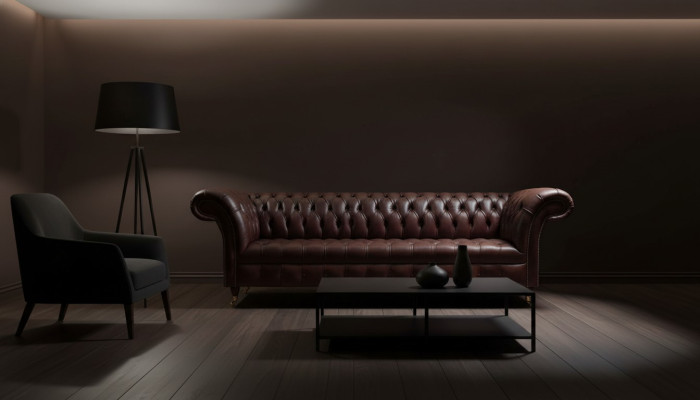 Modern faux leather sofa designer living room four-seater upholstered couch