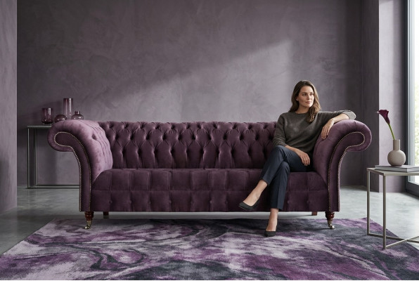 Lila Chesterfield Living Room Four-Seater Designer Upholstered Sofa Noble Furniture