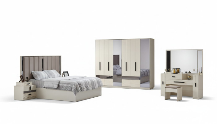 5-piece modern design bedroom set complete furniture luxury bed wardrobe