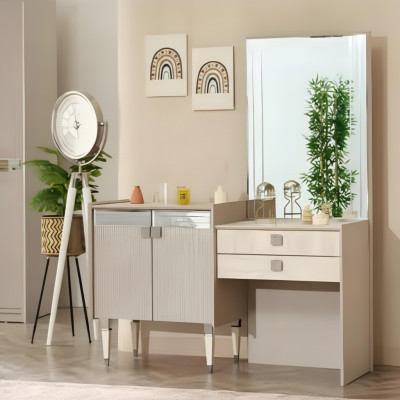 Luxury dressing table for bedroom with modern wooden design mirror