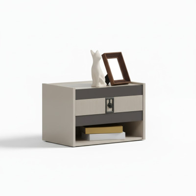 Modern design complete set of 2 wooden nightstands for bedroom
