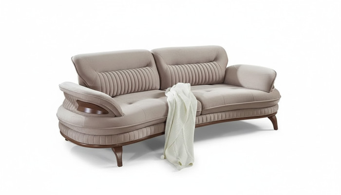 Modern gray three-seater sofa for living room