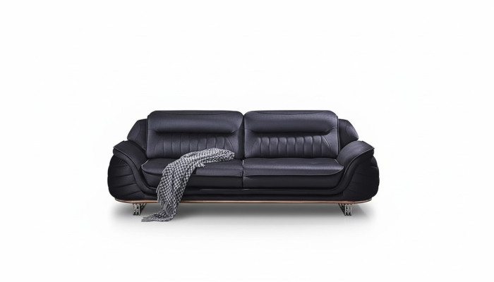 Luxury design black three-seater sofa upholstered furniture