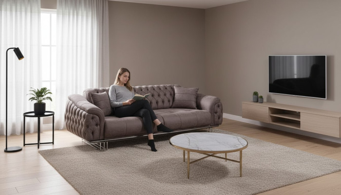 Modern luxury three-seater Chesterfield sofa