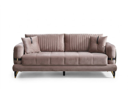 Modern 3-seater beige fabric sofa for luxury living room upholstered furniture