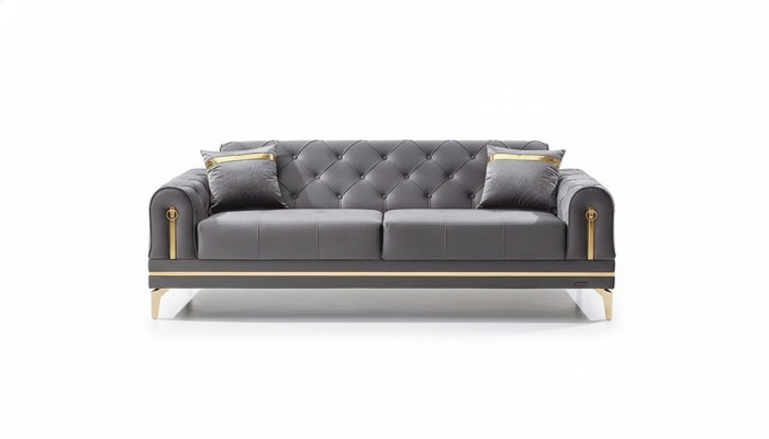 Modern luxury gray three-seater sofa