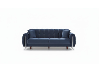 Modern design sofa for 3 people in blue fabric