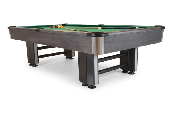 Modern gray wood and aluminum pool table