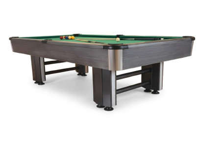 Modern gray wood and aluminum pool table