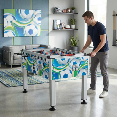 Professional multicolored foosball table in aluminum and wood