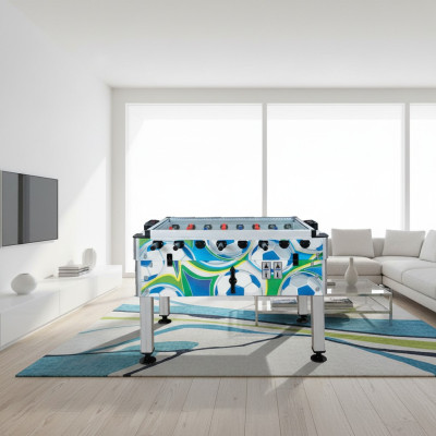 Professional multicolored foosball table in aluminum and wood