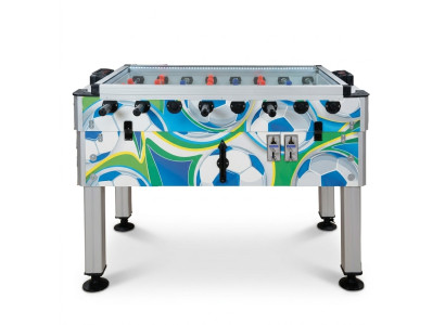 Professional multicolored foosball table in aluminum and wood