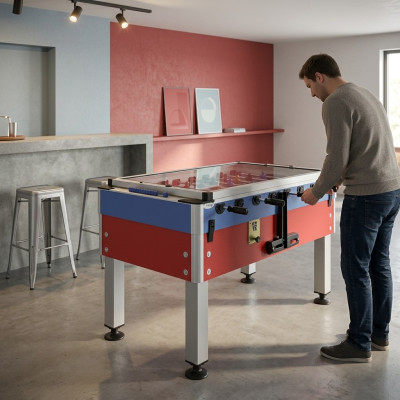 Professional foosball table in red aluminum and MDF
