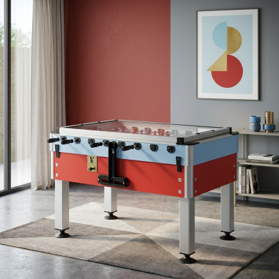 Professional foosball table in red aluminum and MDF