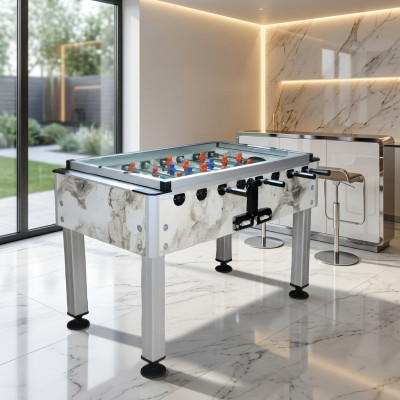 Professional beige foosball table in aluminum and MDF