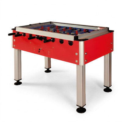 Professional red foosball table in aluminum and MDF