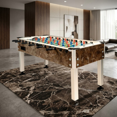 Professional foosball table in aluminum and brown MDF wood