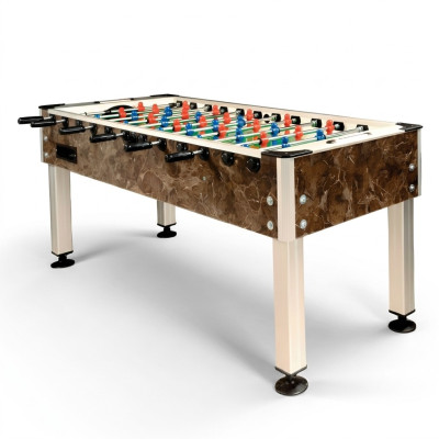 Professional foosball table in aluminum and brown MDF wood