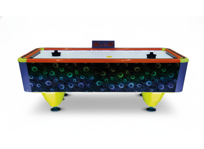 Modern air hockey table in multicolored plastic and aluminum