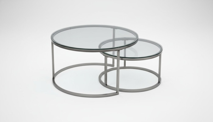 Coffee tables 2 pieces glass tabletop metal gold-colored living room furniture
