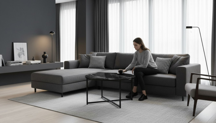 Black coffee table living room high-quality modern minimalist furniture new wood