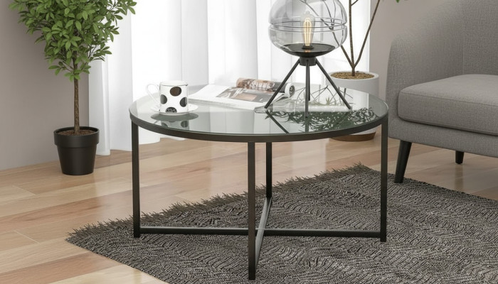 Coffee table luxurious living room dining room furniture glass + metal black high quality