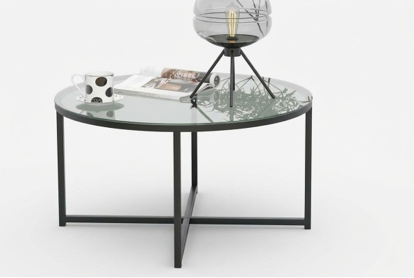 Coffee table luxurious living room dining room furniture glass + metal black high quality