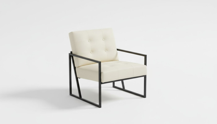 Exclusive armchair living room modern style beige fabric metal legs