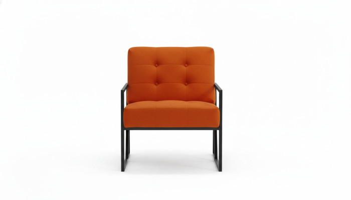 Orange armchair living room luxury furniture high-quality metal legs textile new