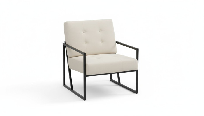 Beige textile armchair living room 1-seater relax metal legs dining room
