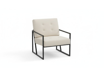 Beige textile armchair living room 1-seater relax metal legs dining room