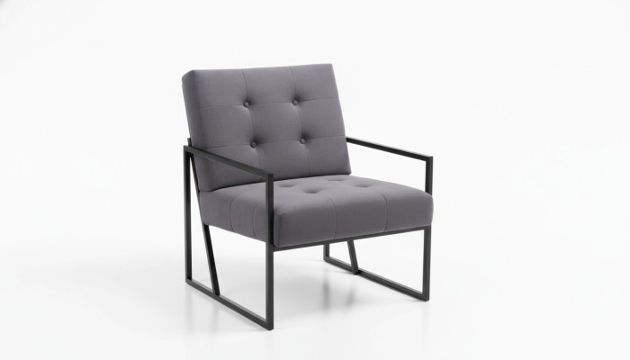 Gray Chesterfield Armchair Wood Frame Luxury Living Room Furniture 1-Seater
