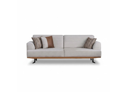 Luxurious set of gray three-seater sofas for the living room with a modern design.