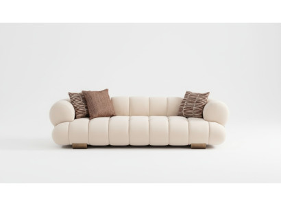 White living room three-seater designer upholstered sofas luxurious couches
