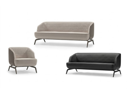 Black-and-white couch set luxurious 2x three-seater leather armchair set of 3