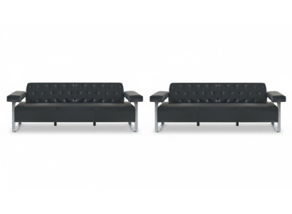 Sofa set office leather sofas 2-piece 3-seater Chesterfield modern designer