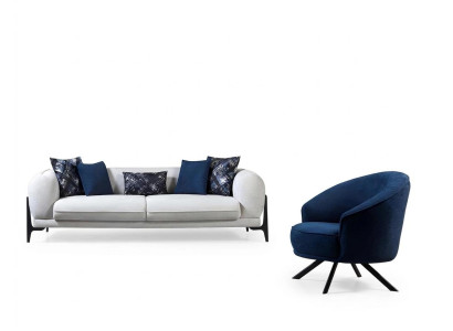 White Relax Sofa Designer Living Room Seating Furniture Upholstered Couches Furniture