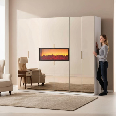 Beige bedroom wardrobe designer wardrobe noble wooden cabinets