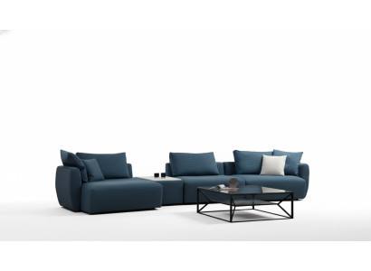 Luxurious modern blue L-shaped corner sofa for the living room