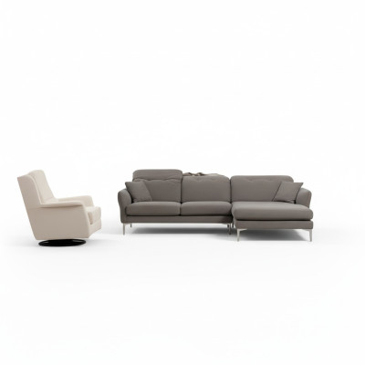 Gray-white design corner sofa for living room with armchair