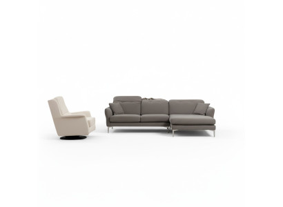 Gray-white design corner sofa for living room with armchair