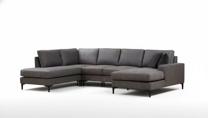 Modern gray design sofa for living room U-shaped fabric sofa